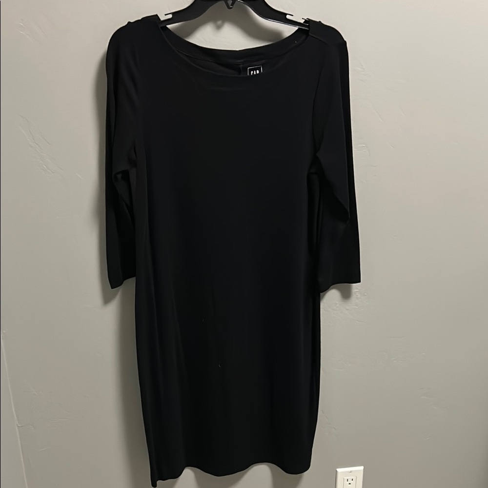 GAP Casual Black T-shirt Knit Dress with 3/4 length Sleeve size Large